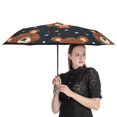 thumbnail image 4 of POBUDS Windproof Automatic Umbrella – Steel-Carbon Fiber Frame, UV-Blocking Black Coating Inside, Auto Open/Close - Dark Cute Bear Pattern, 4 of 8