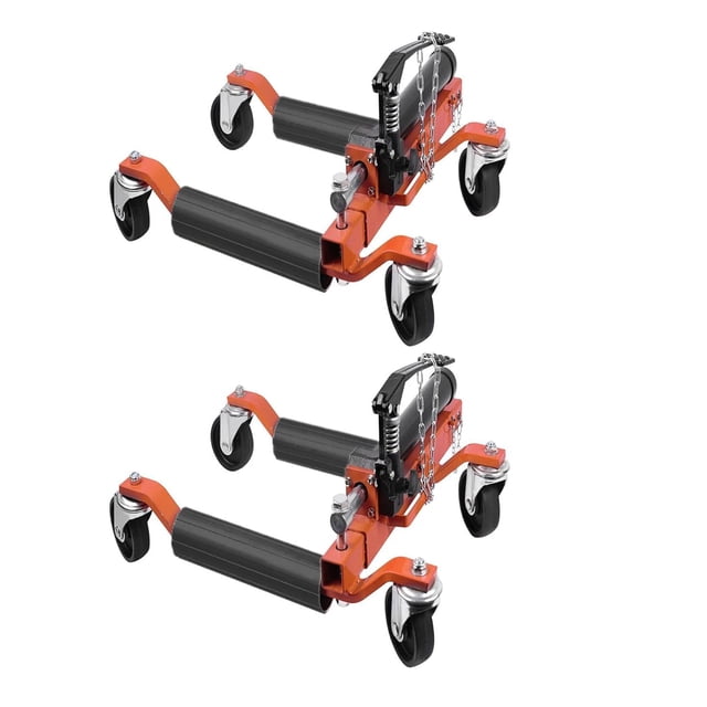 2-Pack Car Wheel Dolly Set w/ Hydraulic Jack, 1500LBS Capacity, for Trucks, RVs & Trailers, Orange