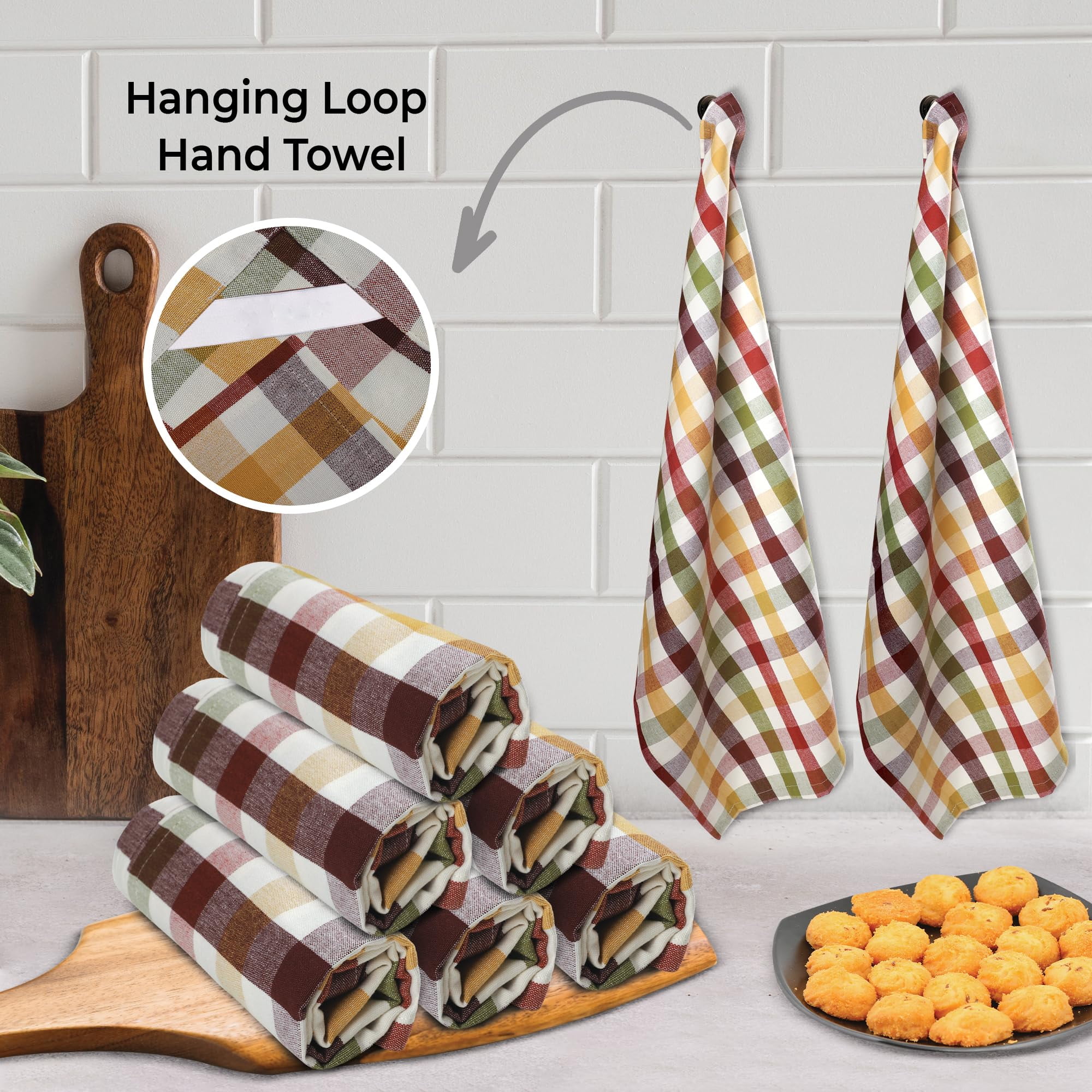 Urban Villa Christmas Kitchen Towels Set of 6 Buffalo Checks Kitchen Towels 20X30 Inches 100% Cotton Absorbent Kitchen Towels Ultra Soft Mitered Corners Kitchen Towels