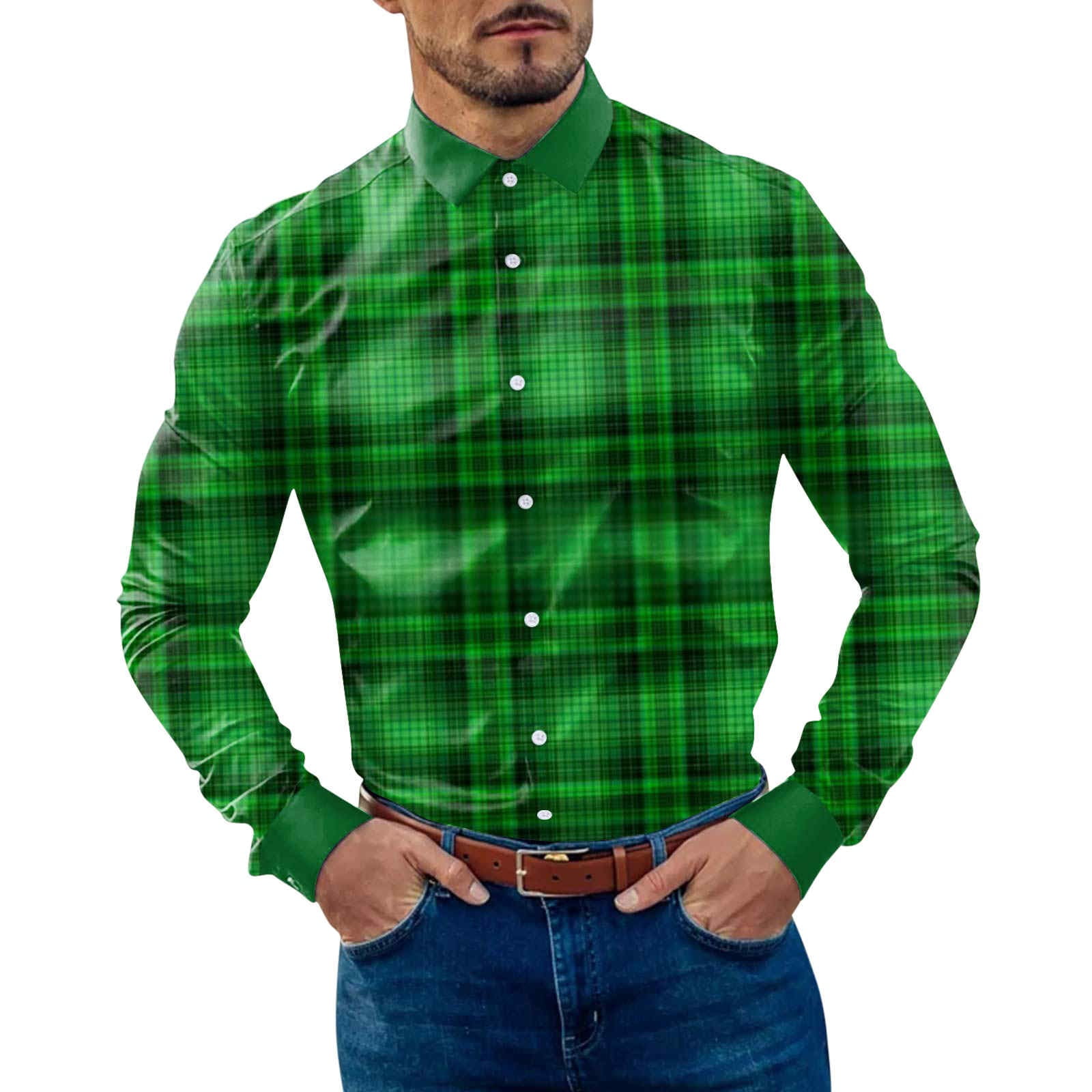 Larisalt Shirts For Men Fashion,Men's SlimFit LongSleeve TwoPocket