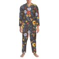 thumbnail image 3 of Fotbe Colorful Flowers with Butterfly Pijama de Hombre con Estampado de Manga Larga, Conjunto de 2 Piezas, Ropa de Dormir Suave y Cómoda con Bolsillos-Medium, 3 of 7