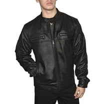 Victory Outfitters Men's Genuine Leather Multi Pocket Racing Jacket - Black - S