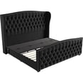 thumbnail image 5 of Amerlife King Size Bed Frame with 51" Velvet Upholstered Headboard, Adjustable Dual Motor, Black, 5 of 9