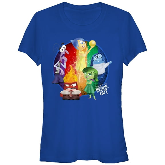 Junior's Inside Out Riley's Emotions Circle Graphic Tee Royal Blue Small
