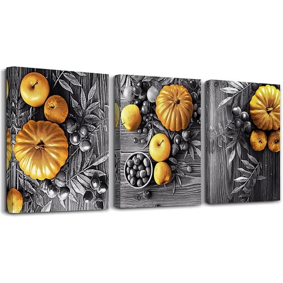 Black And White Pumpkin Wall Paintings Canvas Wall Art For Kitchen Boho Wall Decor For Dining Room Living Room Wall Decorations For Restaurant Prints Wall Pictures Artwork Home Decoration 3 Piece Set