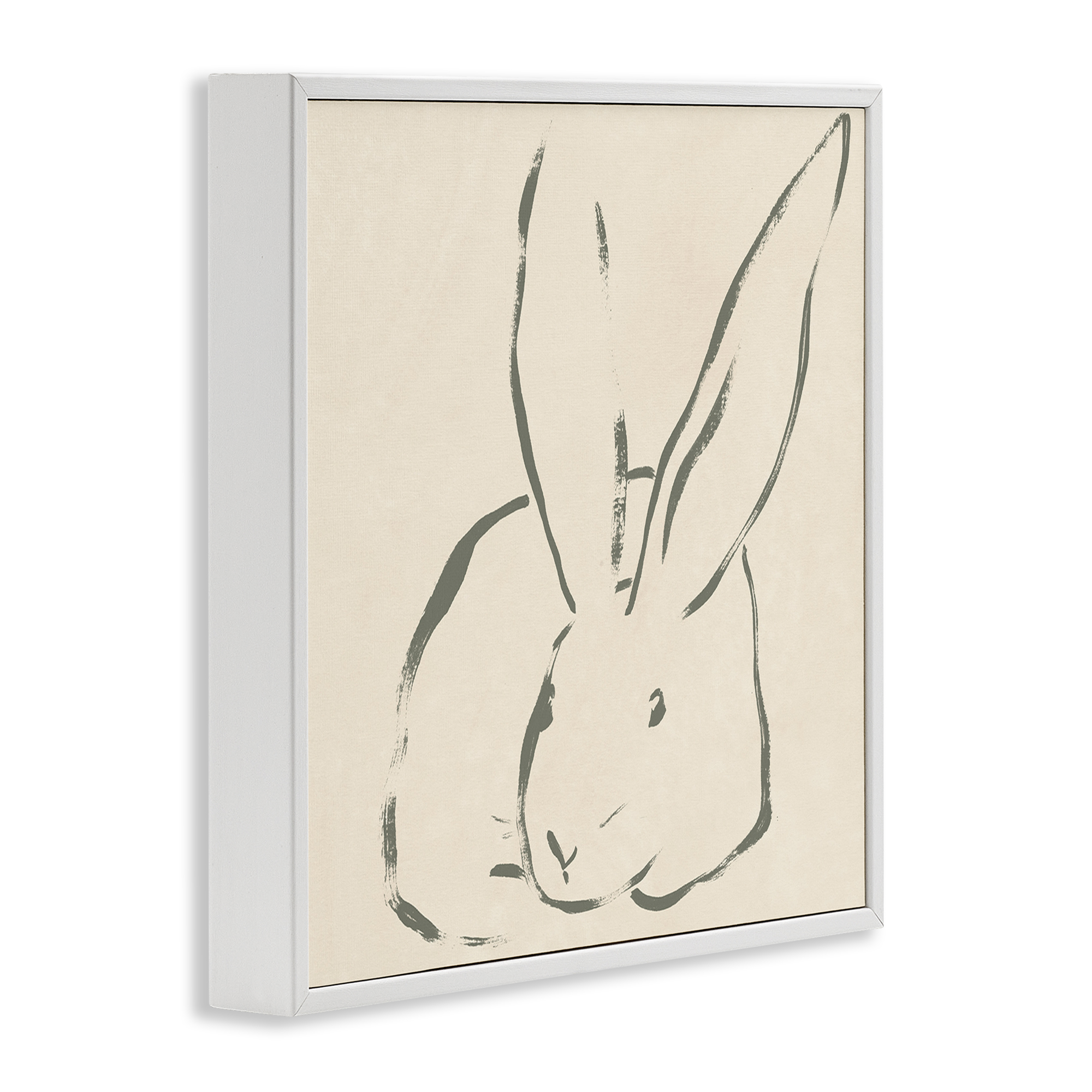 Stupell Industries Minimal Bunny Outline Animals & Insects Drawing White Framed Art Print Wall Art, 12 x 12