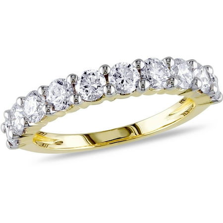 Miabella 1-1/2 Carat T.W. Diamond 14kt Yellow Gold Semi-Eternity Anniversary Ring