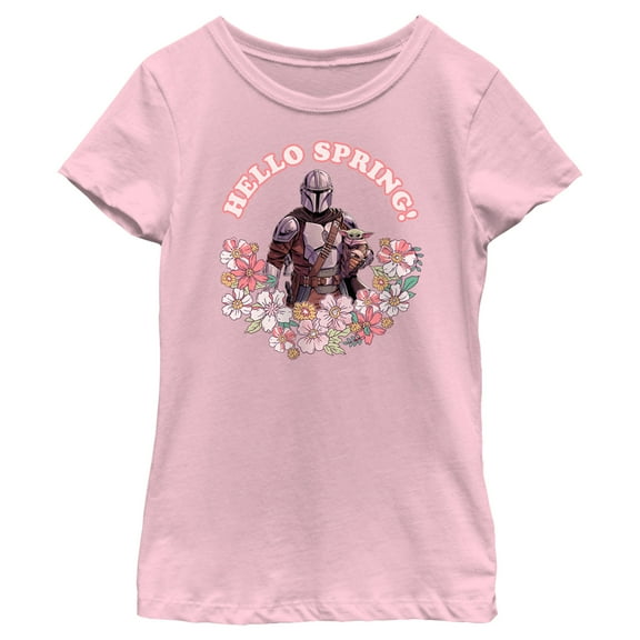 Girl's Star Wars: The Mandalorian Hello Spring Graphic Tee Light Pink Small