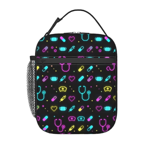Nurse Lunch Bag For Women, Nurse Theme Lunch Bag For Women, Insulated Lunch Box Tote Bag Reusable Cooler Lunch Box For Nurse Gifts For Office Work Picnic Travel Camping