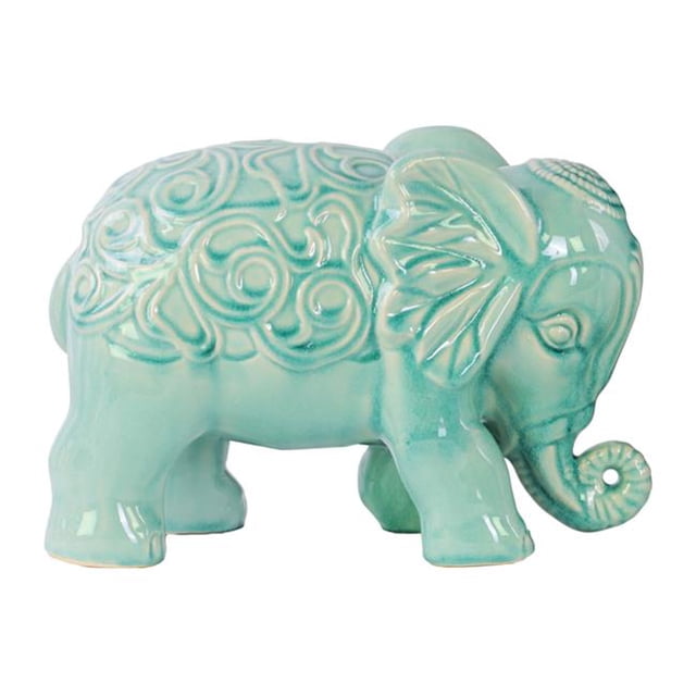 Urban Trends Collection 79016 Ceramic Standing Elephant Figurine- Sky Blue