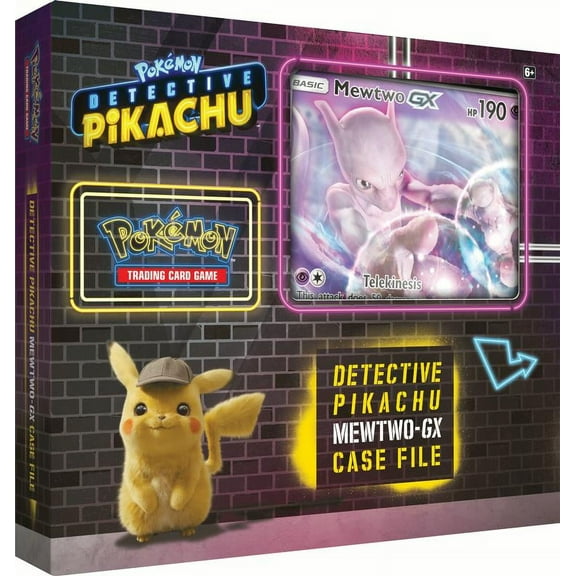 Detective Pikachu Pokemon Trading Cards- Mewtwo-Gx Case File   6 Booster Pack   A Foil Promo Gx Card   A Oversize Gx Foil Card