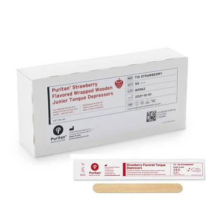 Puritan Strawberry Flavored Tongue Depressor 5-1/2 inch Length Wood 1 Box of 50