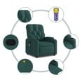thumbnail image 5 of vidaXL Massage Recliner Chair Dark Green Fabric, 5 of 5