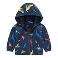 thumbnail image 2 of RTKFRFLM Kids Lightweight Windbreaker Hooded Cartoon Graphic Outerwear Jacket Navy 12-18 Months, 2 of 4