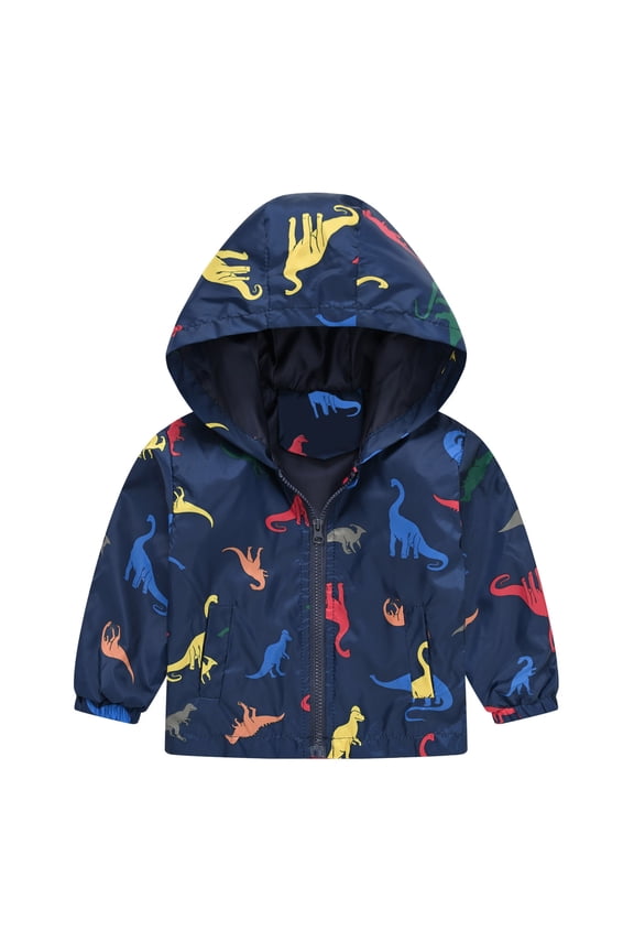 Kids Boys Girls Windbreaker Jacket Toddler Baby Spring Cute Cartoon Coats Heart Rain Jackets Hooded Zip Light Outerwear Coat 12-18 Months