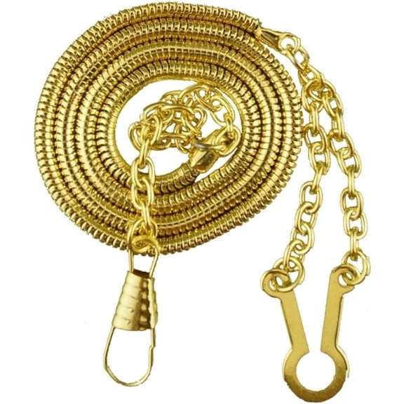 Hero's Pride 21" Whistle Chain with Button Hook - Chain for Badge Holder, Police, Sheriff, CHP, Law Enforcement, Security, Gold
