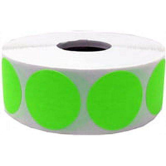 Autocollants Ronds Verts Fluorescents 1 Pouce Pouce Rond Lot de 500
