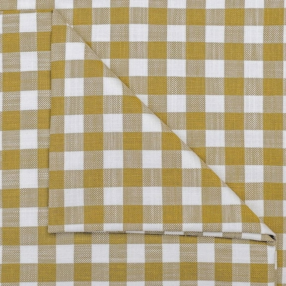 FabricMartDirect Mustard Yellow Gingham Checks Cotton Fabric By The Yard, 4 Continuous Yards 55 inch or 140 cm Width, Upholstery Fabric, Drapery, Shower Curtain Fabric, Wholesale, Pure Cotton Fabric