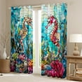 thumbnail image 2 of Erosebridal Teenager Seahorse Curtains for Living Room,Marine Animal 30%-50% Blackout Curtains Set of 2 (38x45),Ocean Theme Decor, 2 of 6