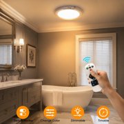 Rechargeable LED Ceiling Light with Motion Sensor, 3 Light Modes, 10‑Level Brightness Adjustment, Remote Control, Dimmable & Timer Function, for Living Room, Bathroom, Pantry