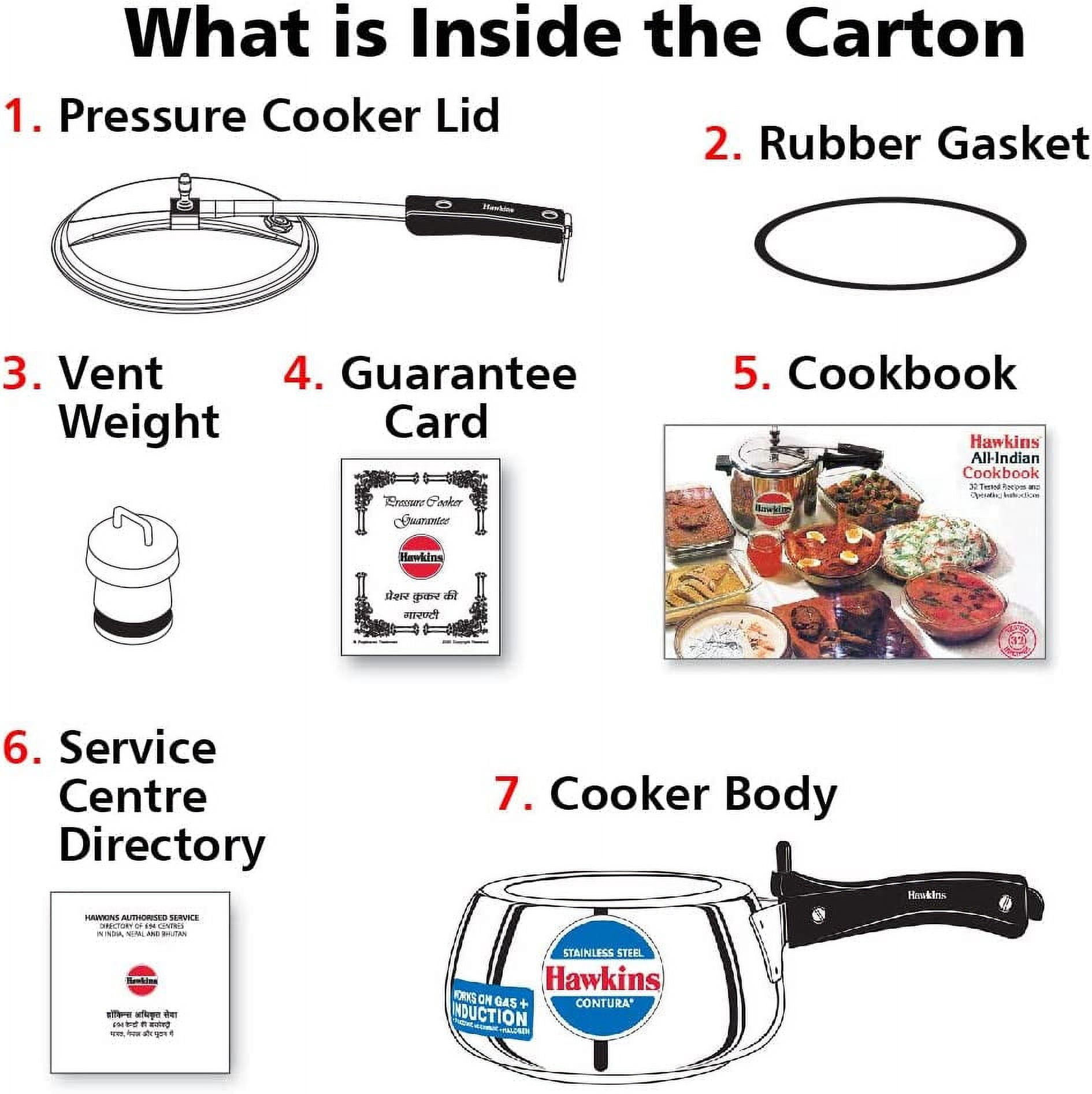 Hawkins Stainless Steel Contura Induction Compatible Pressure Cooker, 2 Liter