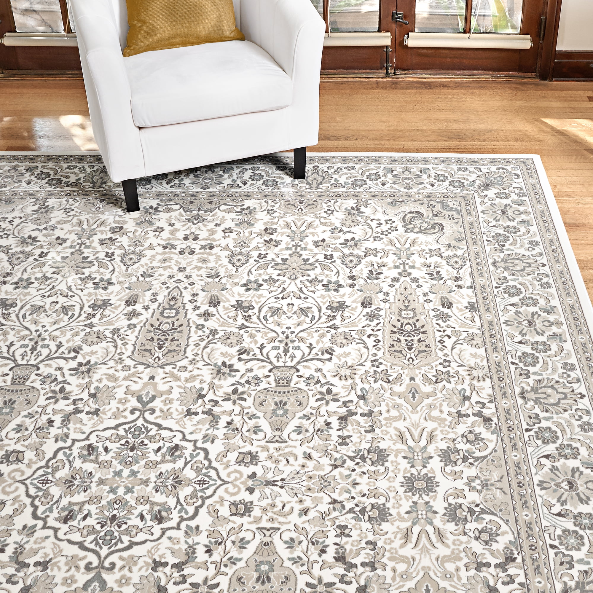 Gertmenian Majestic Vernon Traditional Border Medallion Floral Ivory Indoor Area Rug, 6x9