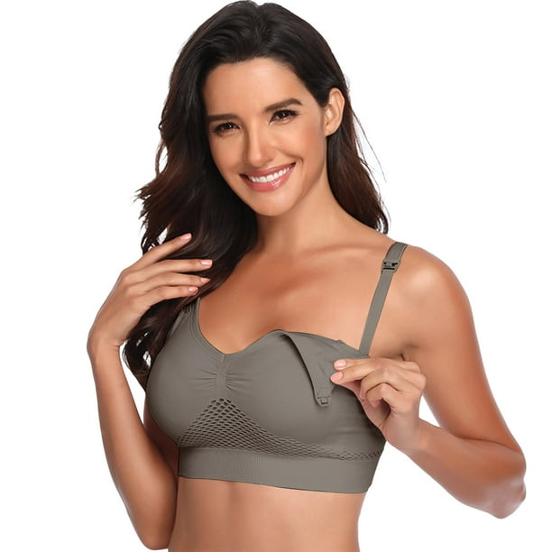 Cathalem Padded Sports Bras for Women Push Up Padded Unlined,Beige S