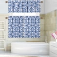 thumbnail image 3 of HA-EMORE Blackout Kitchen Curtains Medallion Pattern Soft Kitchen Half Window Curtains, Floral Printed Rod Pocket Window Curtain Tiers Blue 26"x30"x2, 3 of 6