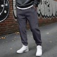 thumbnail image 3 of WULMLEO Men's Tapered Jogger Sweatpants Drawstring Waist with Pockets Cotton Athletic Lounge Pants Dark Gray L, 3 of 9