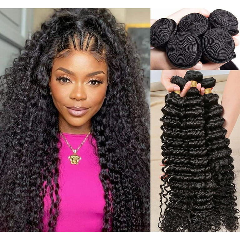 Brazilian Loose Deep Wave Bundles 10”10”10”, 100% Brazilian Virgin Human  Hair Loose Wave Bundles, 9A Deep Wave 3 Bundles Human Hair Natural Color