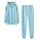 thumbnail image 1 of Conjunto deportivo EQWLJWE de 2 piezas para mujer, sudadera informal de manga larga con cremallera y pantalones deportivos con bolsillos (azul claro, XL), 1 of 4