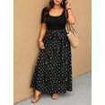 thumbnail image 6 of Plus Size Women Vacation Ditsy Floral Maxi Dress with Side Slit and Tie Waist, 6 of 6