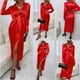 thumbnail image 2 of Vestido de mujer Fridja Color sólido sexy con cuello en V profundo nudo de corbata, 2 of 6
