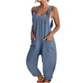 thumbnail image 4 of UDAUDU Womens Rompers Casual Dressy Jumpsuits Loose Fit Sleeveless Baggy Harem Pants Romper Jumpers Summer Outfits Navy L, 4 of 6