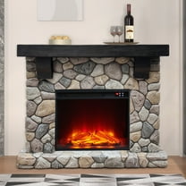 FESTIVO 44 in. Freestanding Electric Fireplace in Warm Beige Stone