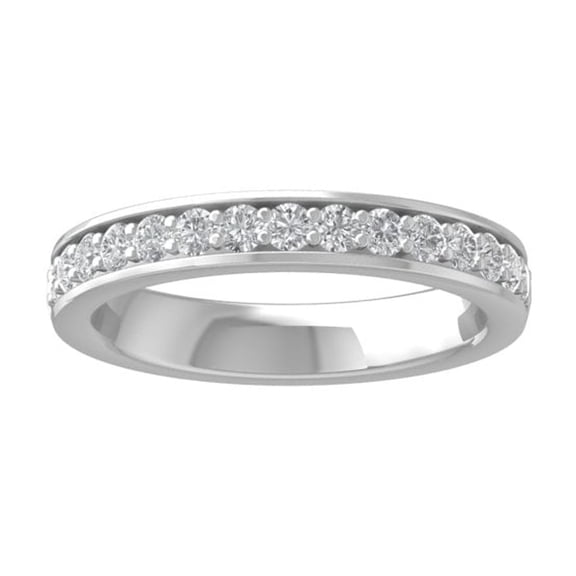 Araiya Fine Jewelry 925 Sterling Silver Round-shape Lab Grown Diamond Wedding Band Ring ( 7/8 cttw, D-F Color, VS Clarity) Size 5.5