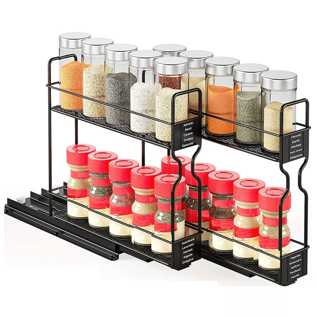 Spice Rack Organizer 2 Tier Pull Out Seasoning Rack for Kitchen Cabinet Spice Drawer Organizer Shelf for Small Space Walmart