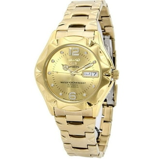 Seiko 5 Gold Tone Men's Watch, Jubilee Bracelet, Gold Dial, 21