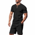 thumbnail image 1 of Eres Más Que una Prueba Puntuación Camisa Hombres Moda Cordón de Color Sólido Manga Corta Blusas con Cuello en V Conjunto de Cintura Elástica, 1 of 6