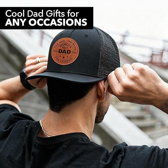 Gifts for Dad, Men for Dad from Daughter, Son - Dads Birthday Gift Ideas, Happy Birthday Gifts for Dads, Fathers - World's Best Dad Hat for Mens Black