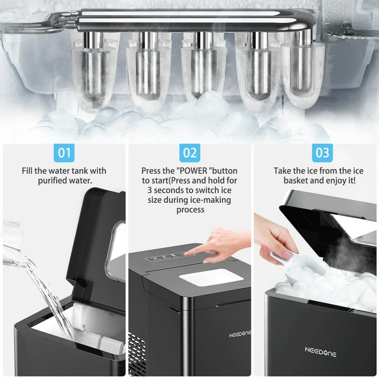 Home HME010019N hOme Portable Ice Maker Machine for Counter Top - Makes 26  lbs of Ice per 24 hours - Ice Cubes ready in 6 Minutes - Electric Ice