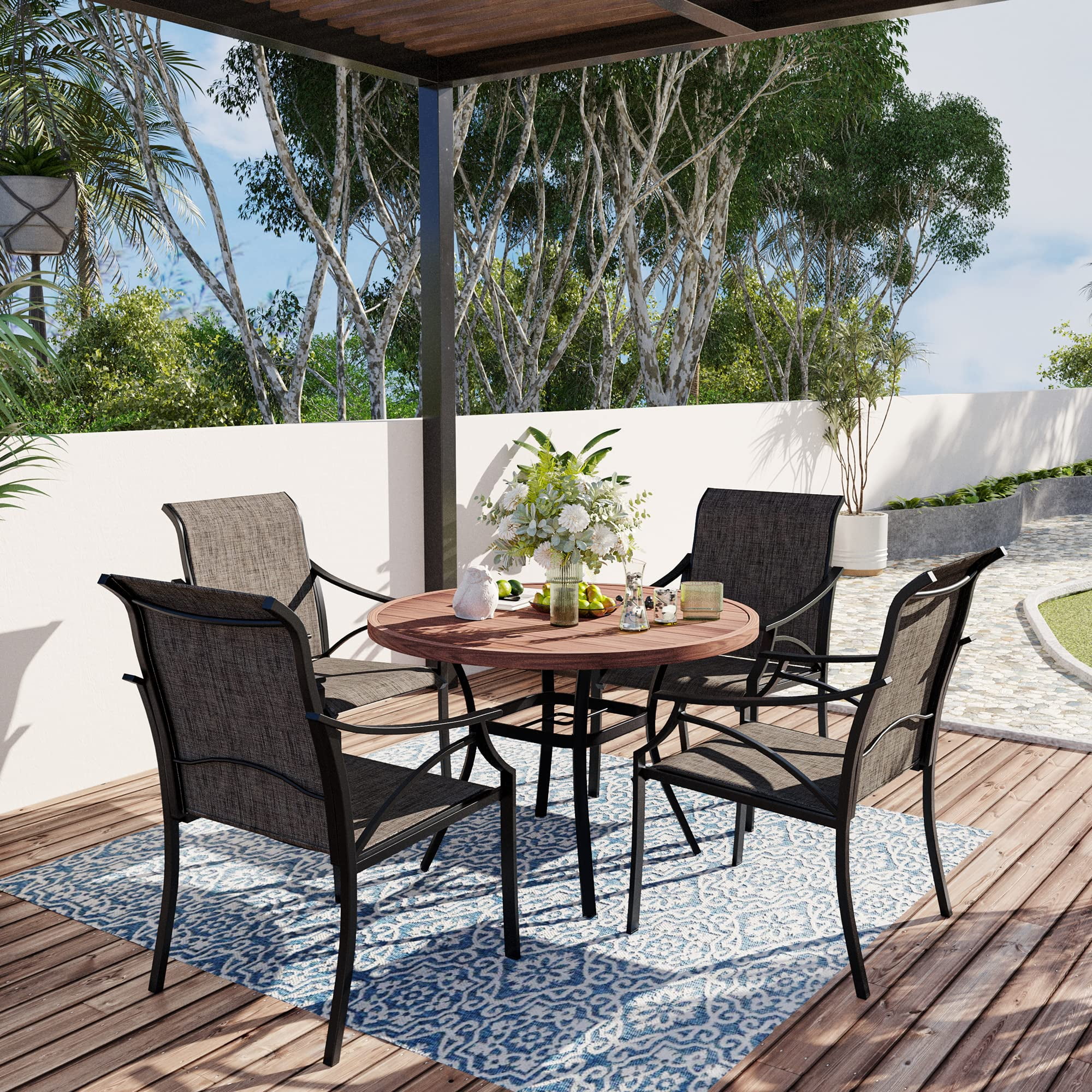 VICLLAX 5 Pieces Patio Dining Set, WeatherResistance Outdoor Furniture
