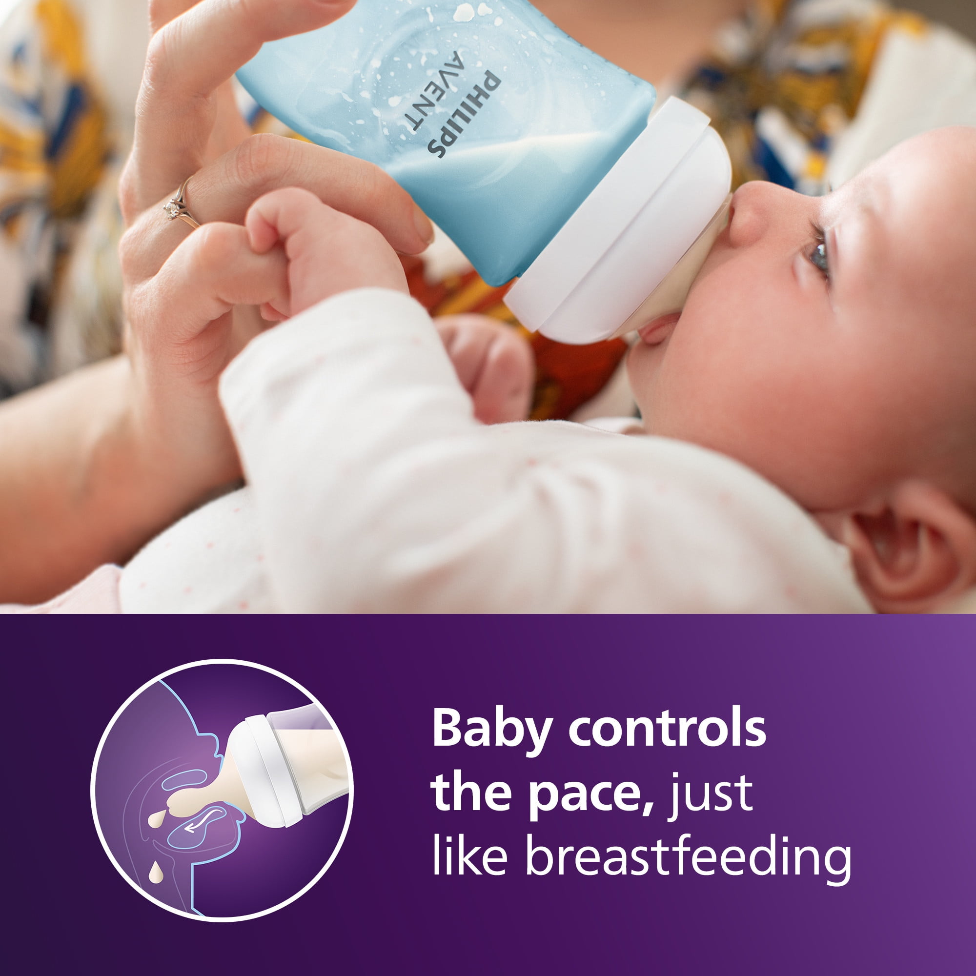 Philips Avent Natural Baby Bottles with Natural Response Nipples (Medium Flow, Flow 3), 9oz, Blue, 3-Pack, SCY903/23