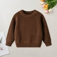 thumbnail image 2 of KPOPLK Toddler Baby Cable Knit Sweater for Boys Long Sleeve Crewneck Striped Cotton Pullover Sweatshirt Fall Winter(1-2 Years,Coffee), 2 of 9