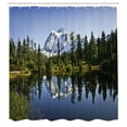thumbnail image 3 of Ambesonne Mountain Shower Curtain, Tree and Snowy Nature, 69"Wx84"L, Green Blue White, 3 of 5
