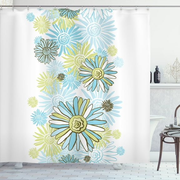Ambesonne Summer Shower Curtain, Chamomiles Wild Flower, 69"Wx70"L, Pale Green Dark Green