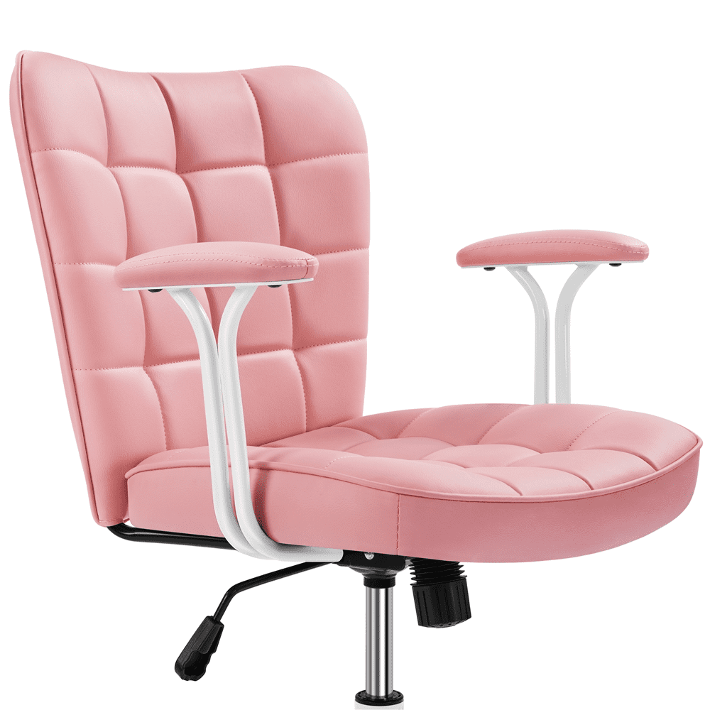 Yaheetech PU Leather Desk Chair with Padded Arms, Pink