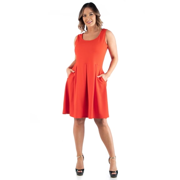 Plus Size Scoop Neck Fit N Flare Pocket Dress