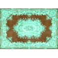 thumbnail image 1 of Ahgly Company Machine Washable Indoor Rectangle Medallion Turquoise Blue French Area Rugs, 8' x 12', 1 of 4