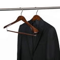thumbnail image 3 of Quality Luxury Heavy Duty Wooden Suit Hangers Wide Wood Hanger for Coats and Pants with Locking Bar (6, Retro), 3 of 5